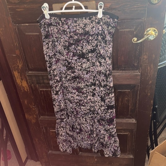 Elle Dresses & Skirts - Floral Purple Maxi Skirt with Ruffle Hem